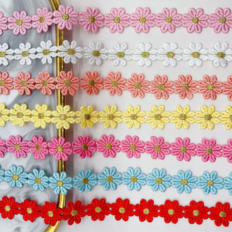 

45Yards Water Soluble Embroidery Daisy Flower Lace Fabric for Clothing Lace Trim Garment Accessories Trimming