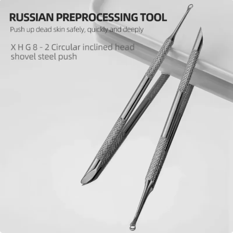 Double-ended Stainless Steel Remover Manicure Sticks Tool Bevelled Nail Grinding File Circle Beveled Head Cuticle Pusher