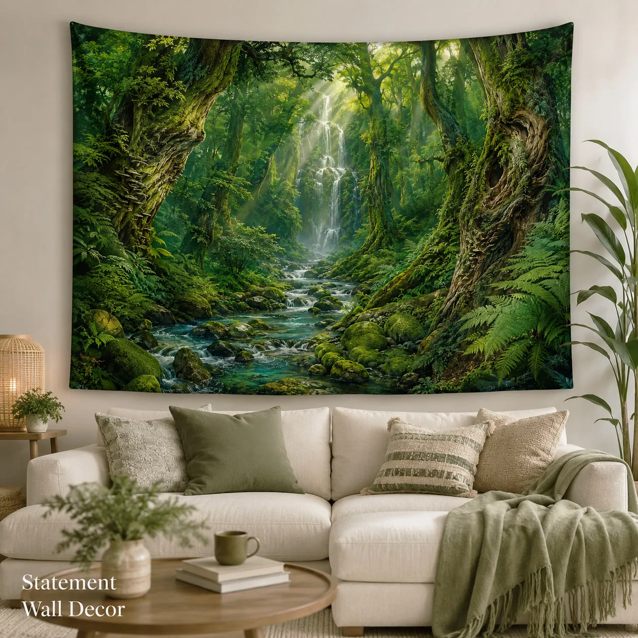 Aesthetic Forest Tapestry Green Trees Nature Landscape Wall Hanging Blanket Boho Room Decor Backdrop Cloth Fabric Tapestries