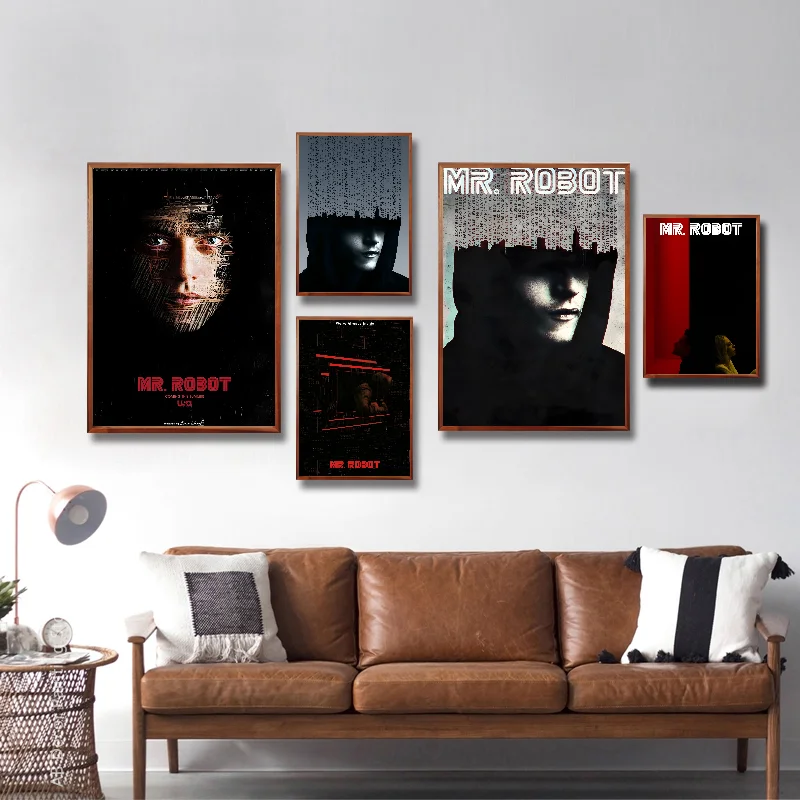 TV Drama Mr Robot Poster Self-adhesive Art Waterproof Paper Sticker Coffee House Bar Room Wall Decor