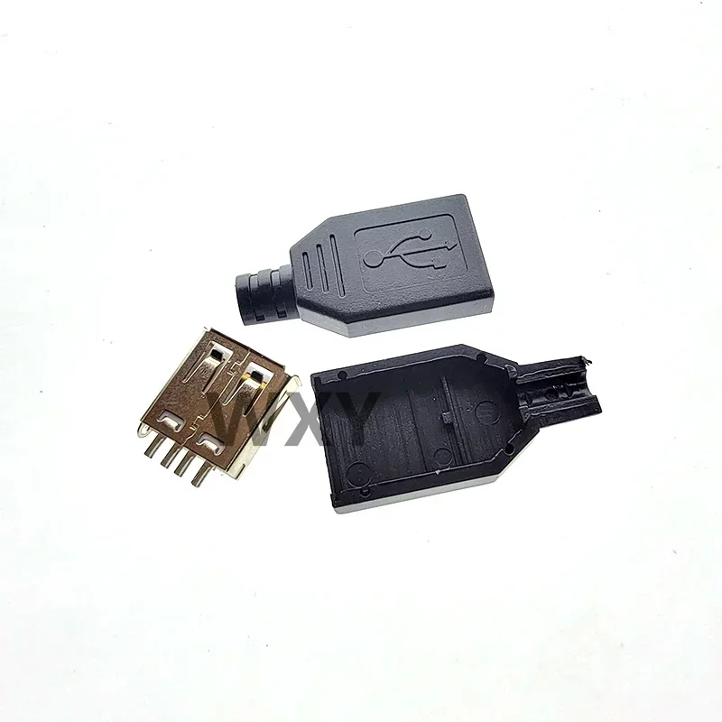 5/10/20Pcs USB Type A Male Female 4 Pin Soldering Plug Socket Connector With Plastic Cover Type-A DIY Kits Black