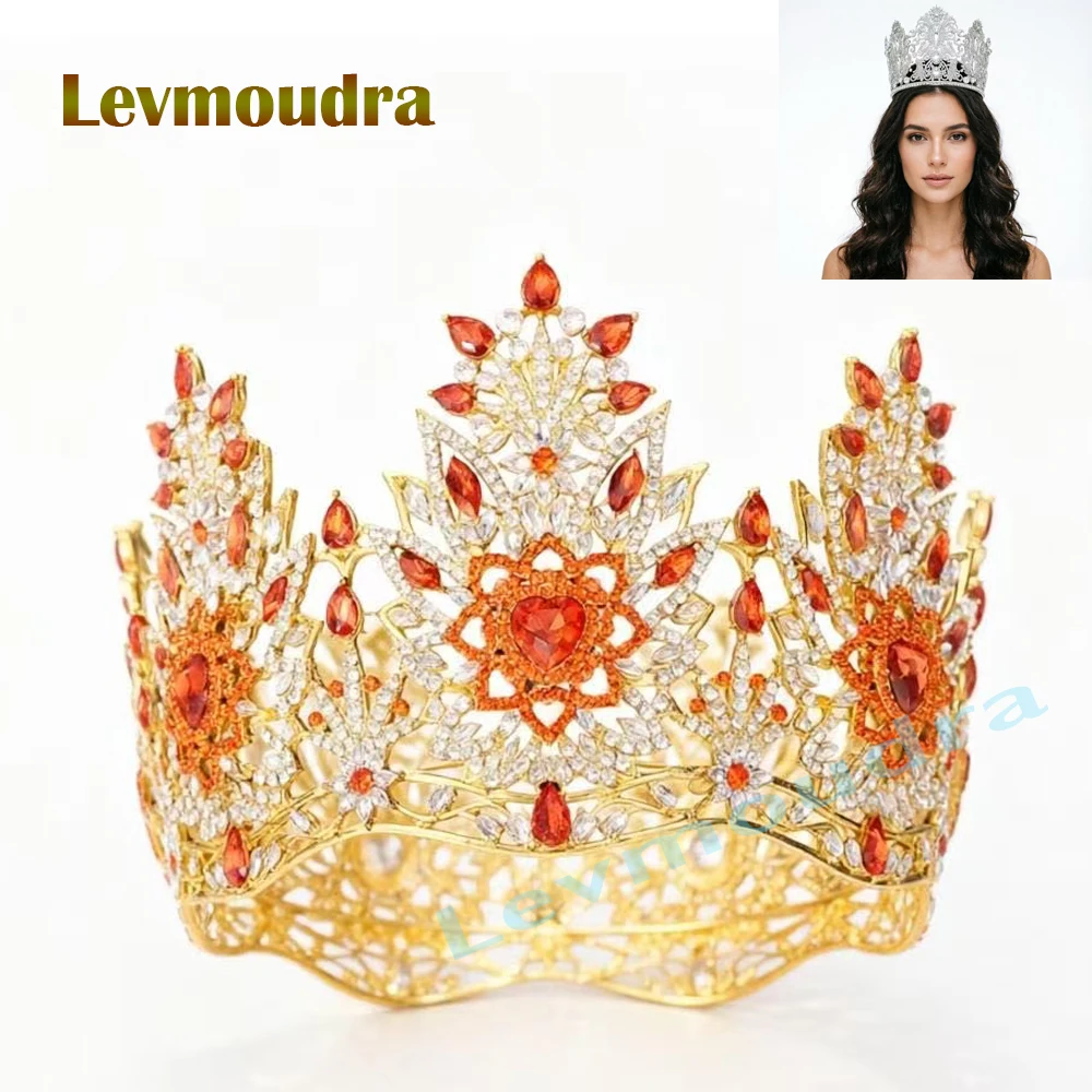 

Levmoudra Full Queen Crown for Women, Large Crystal Pageant Tiara Rhinestone Wedding Headband for Bride