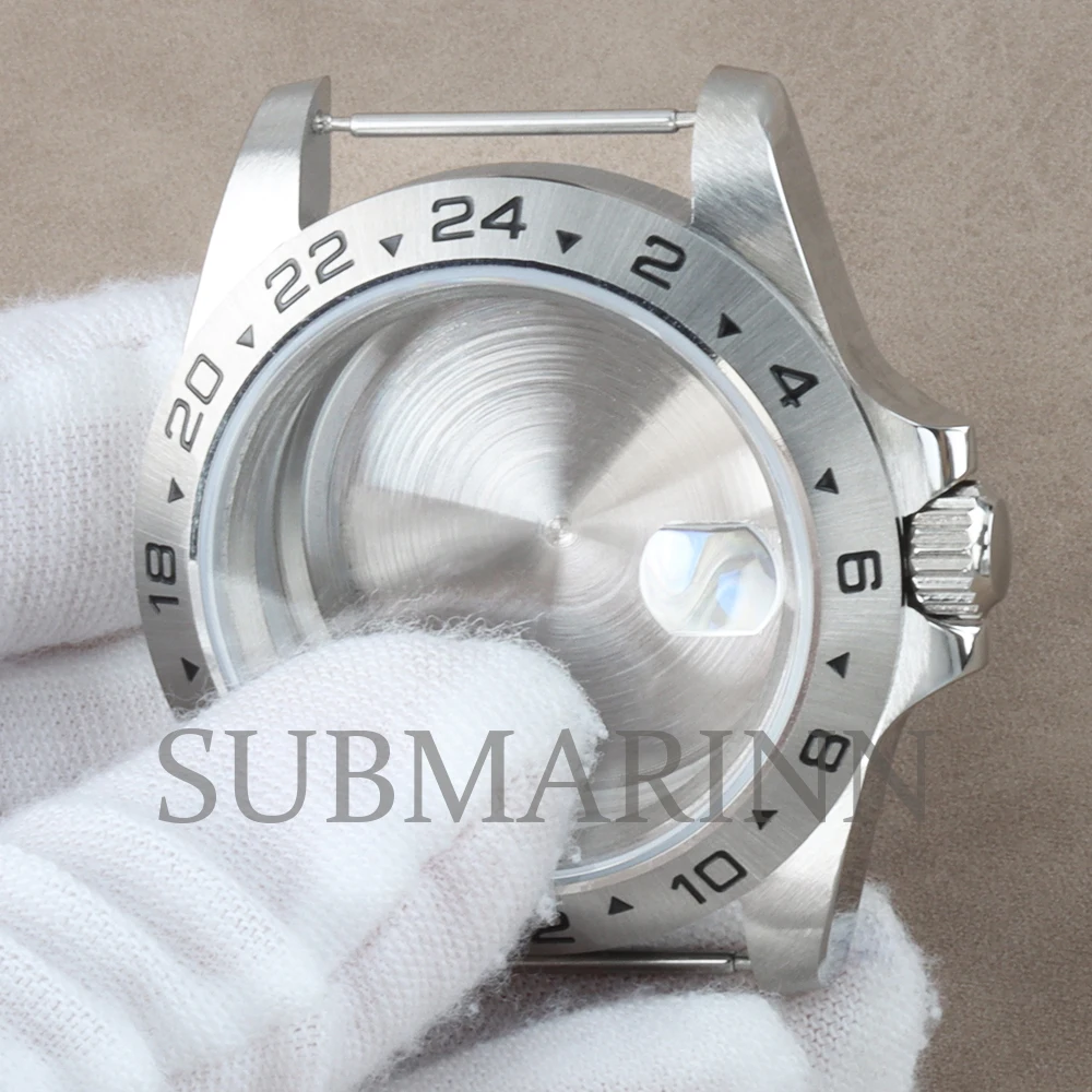 39mm EXP 2 Case Solid Bezel Sapphire Glass Stainless Steel Waterproof for Explorer GMT NH34 NH35 NH36 NH38 Movement 28.5mm Dial