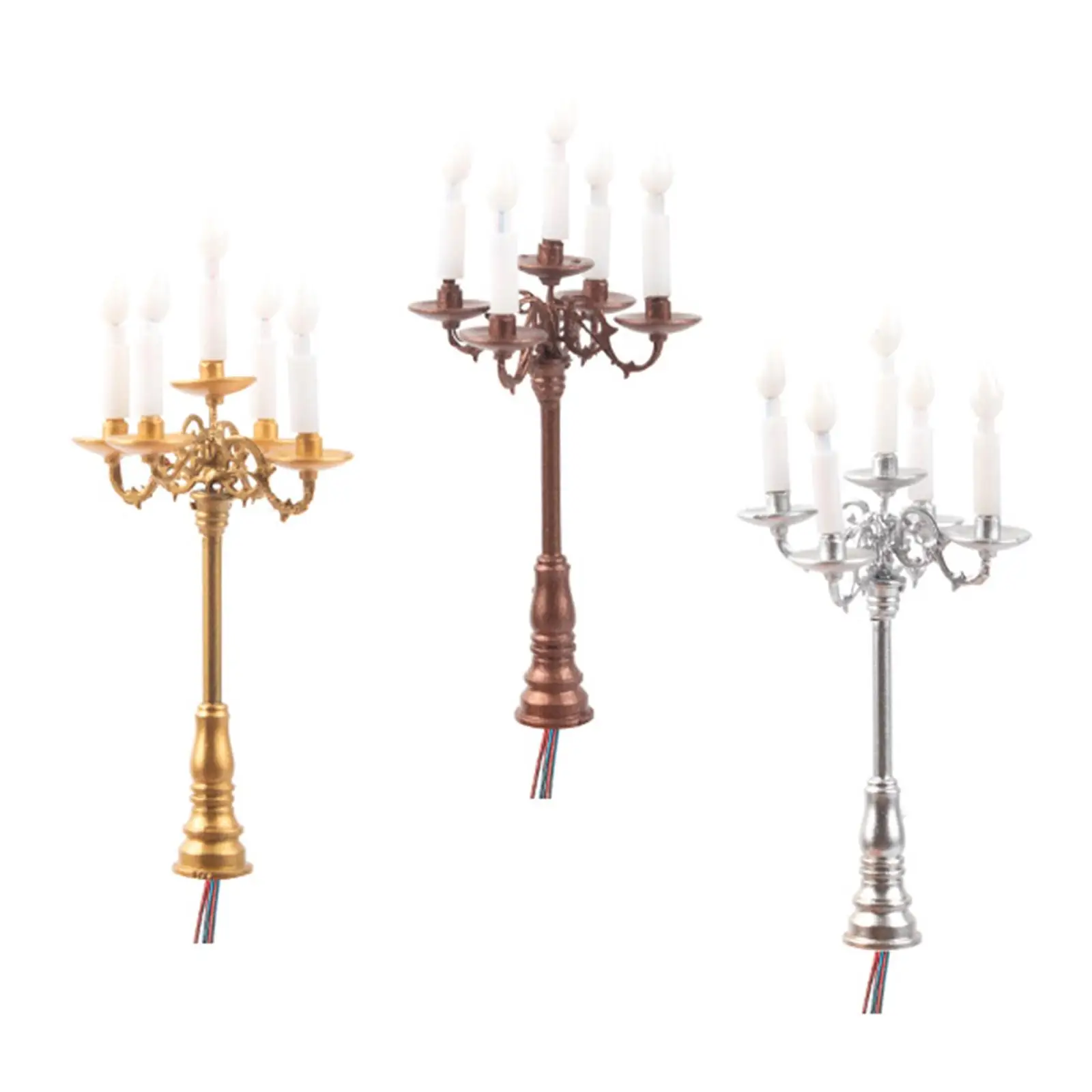 Casa de muñecas LED vela luz casa de muñecas candelabro 1/87 modelo candelabro lámpara para