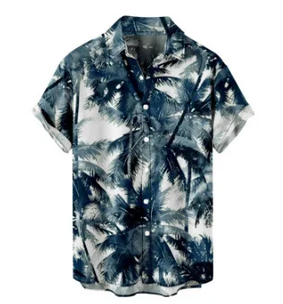 2025 Cross Border European and American Hot Selling Men's 3D Printed Shirt Trend Versatile Short Sleeved Men's Wear