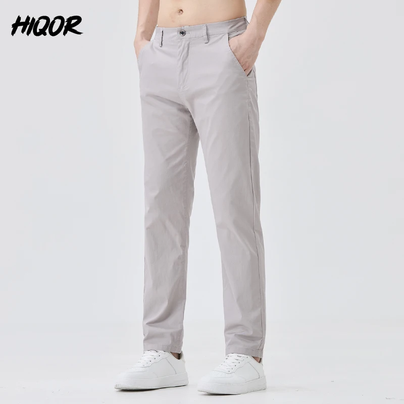 HIQOR männer Lose Gerade Hosen Für Männer Sommer Neue In Solide Armee Grün Khaki Business Arbeit Tragen Baumwolle Mann Casual hosen Männlich