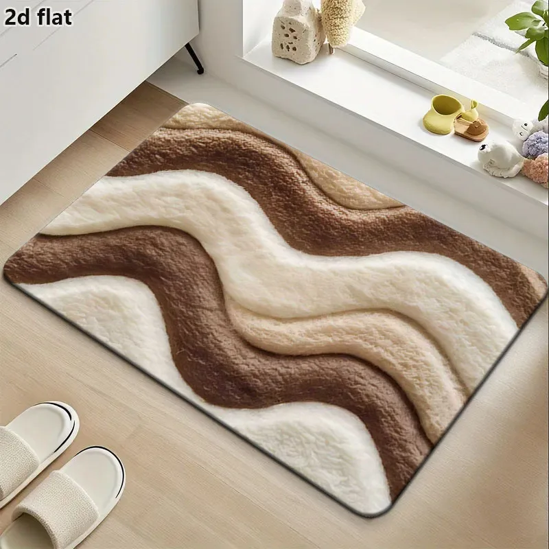 Modern Organic Wavy Striped Flannel Floor Mat Quick Drying Soft Rug For Kitchen Sink Area Home Decor Enthusiast Gift