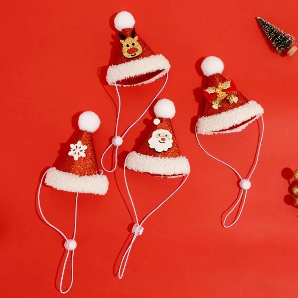 جديد عيد الميلاد القط قبعة لطيف الكرتون الأحمر عيد الميلاد القط مخصص الخريف الشتاء الزخرفية الحيوانات الأليفة واللباس لوازم للكلاب #1