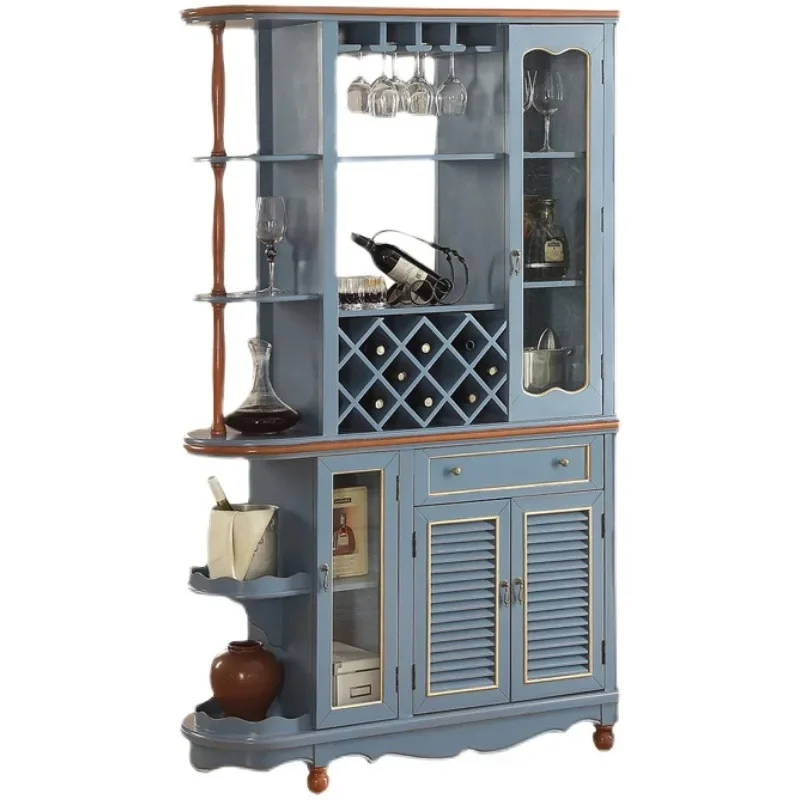 Country living room Solid wood entrance Partition cabinet Double-sided wine cabinet Entry door Storage shoe cabinet