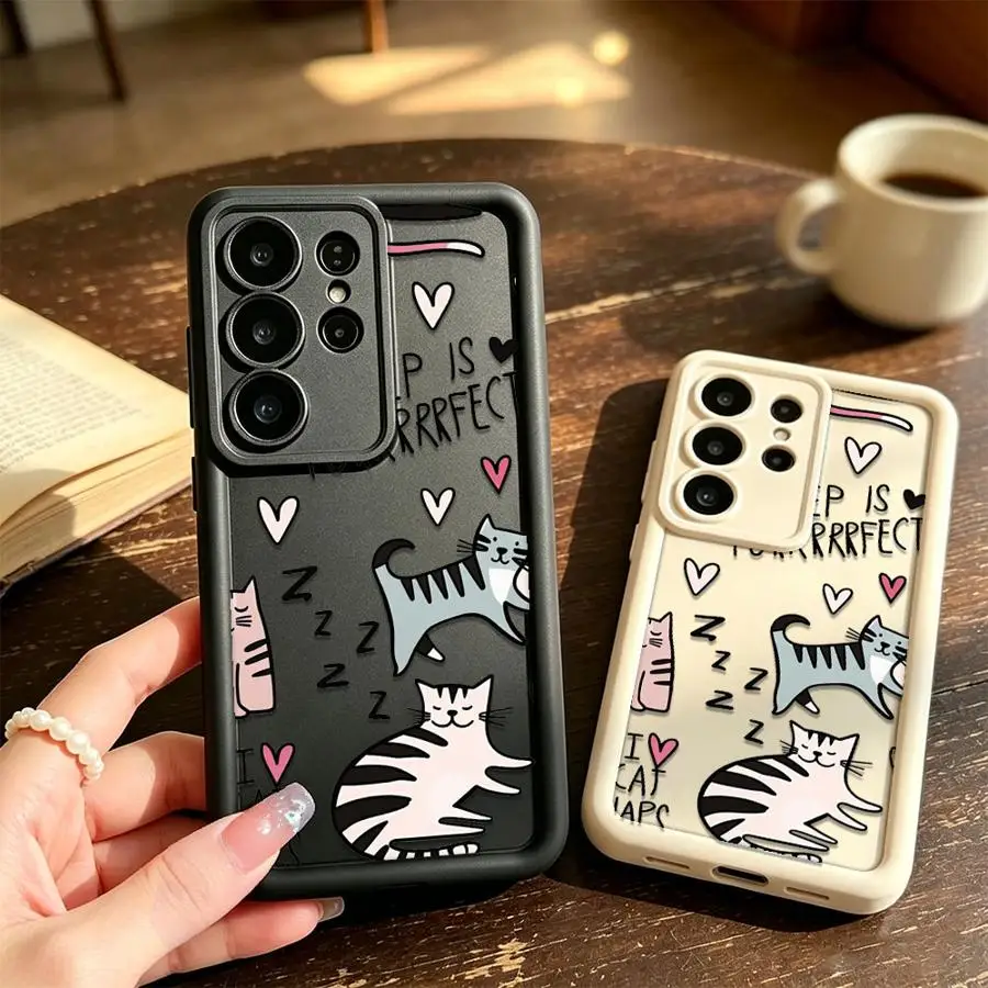 Case for Samsung Galaxy S26 Ultra S24 Plus S21 S20FE S25 Edge S24Ultra S23 FE S22 S25 Phone Cover Cat Sleep Lover