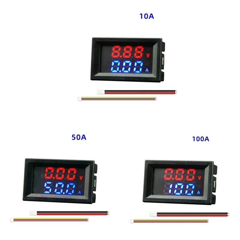 Digital Ammeter Voltmeter 10A/50A/100A LED VoltMeter Voltage Current Power Meter Blue+Red LED Amp Dual Digital Volt Amp Meter Ga