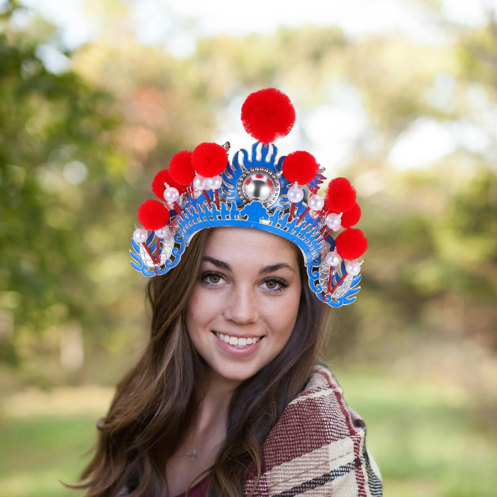 قبعة أوبرا بكين قابلة للتعديل غطاء رأس أوبرا بكين لأداء المسرح ملحقات هانفو زي الحفلات أسد الرقص