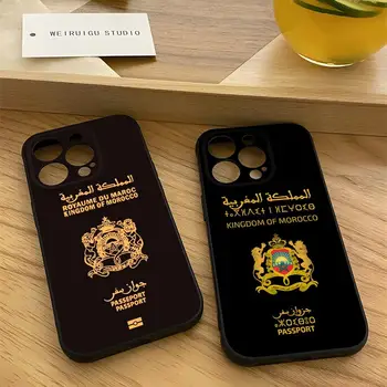 Morocco Passport Phone Case for 15 Pro Max iphone 14 Pro Max 12 13 Mini 11 Xr X Xs 8 7 Plus Silicone Back Cover 