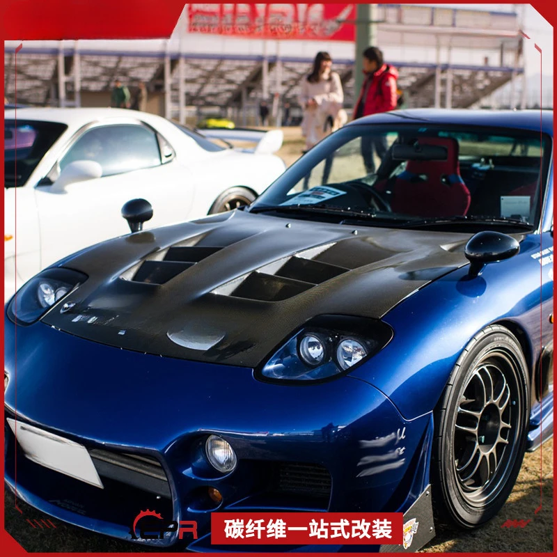 For Mazda RX7 FD3S RE Yumong Style Carbon Fiber Hood - Engine Hood Modification Part