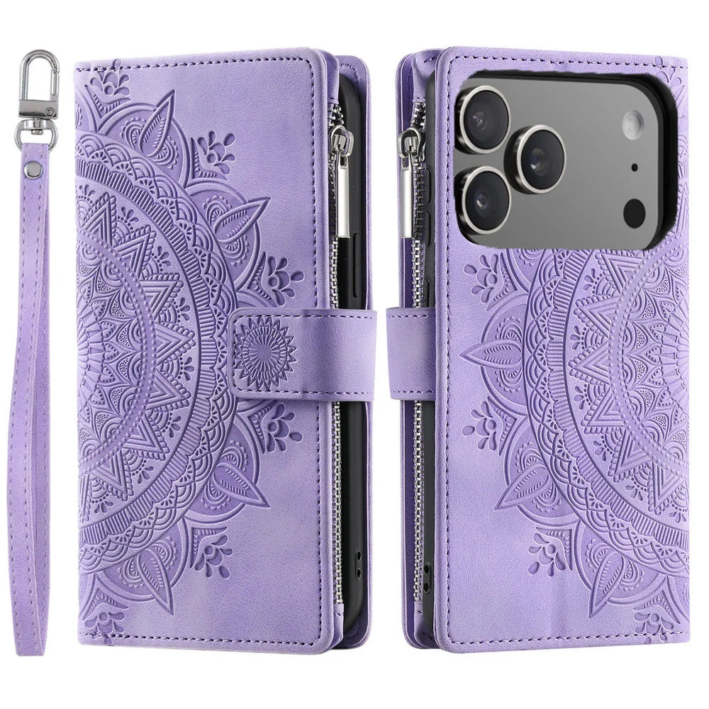 Skórzane etui crossbody z zamkiem błyskawicznym do iPhone 17 Pro Max, futerał z klapką, portfel na Apple iPhone Air 16e 15 14 13 Pro 14 15 16 Plus 17e, Funda — zdjęcie produktu 2
