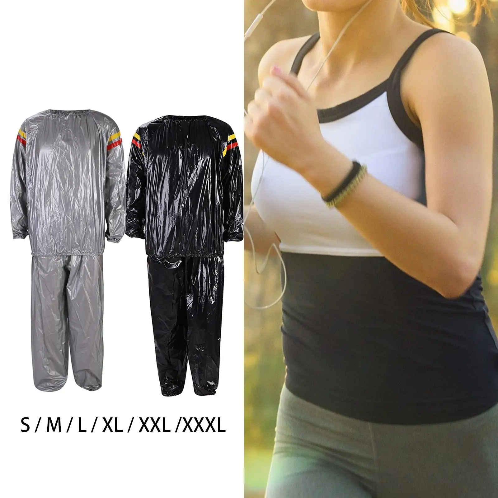 PVC Fitness Sauna Suit Sweat Suit Women Men Lose Weight Full Body Quick Sweat Running Tracksuit for Exercise Gym Training Yoga - view 4