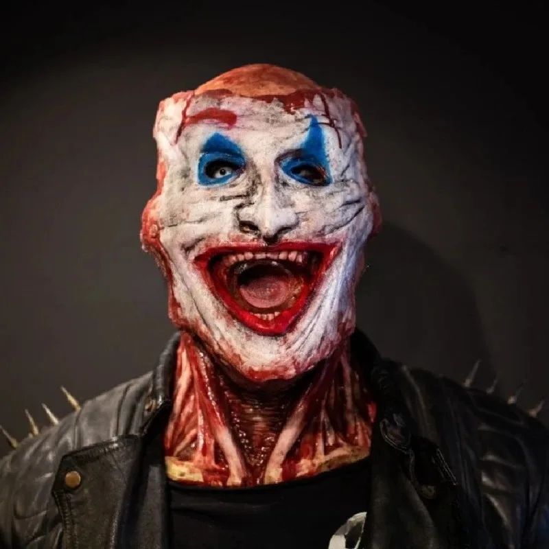 Halloween Clown Double‑Layer Skull Mask Movable Mouth Scary Face Cover Suitable for Cosplay Party Decor