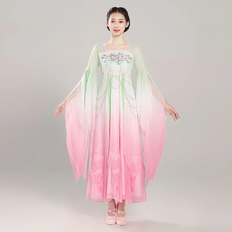 زي أداء الرقص الصيني الأنيق، ملابس داخلية كلاسيكية من الشاش الغازي الخيالي، تصميم جديد لعروض الرقص والعروض #2