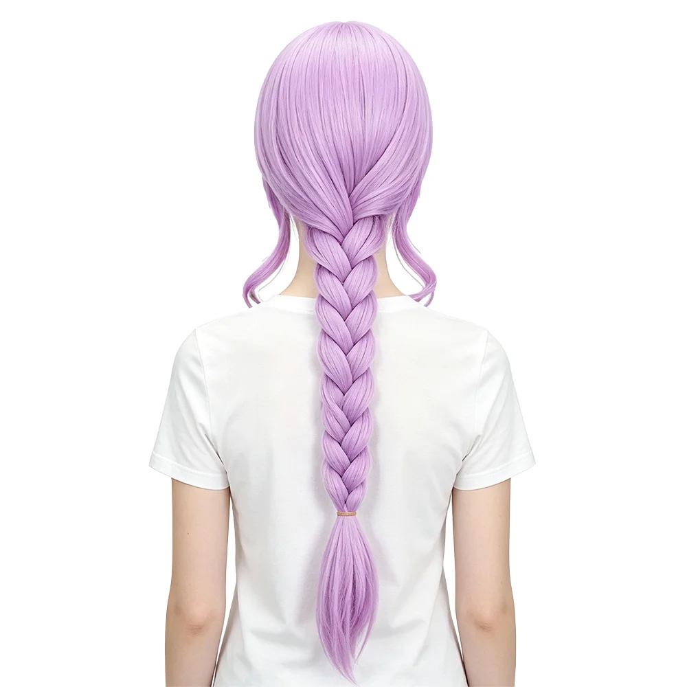 One Piece 70cm Long Braided Light Purple Wig High Temperature Resistant Synthetic Hair For Women Anime Halloween Comic Con Party