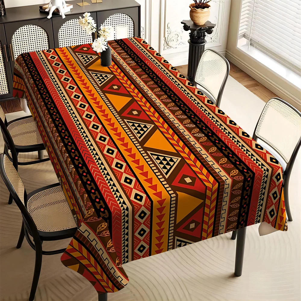 1pc Vintage Patterned Square Tablecloth. Suitable for Festive Parties, Hotel Events, Camping Decorations