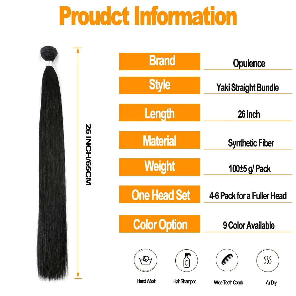 26 인치 야키 스트레이트 헤어 위브 100g/번들 고온 섬유 400-600g 풀 헤드 합성 헤어 위브 초콜릿 브라운