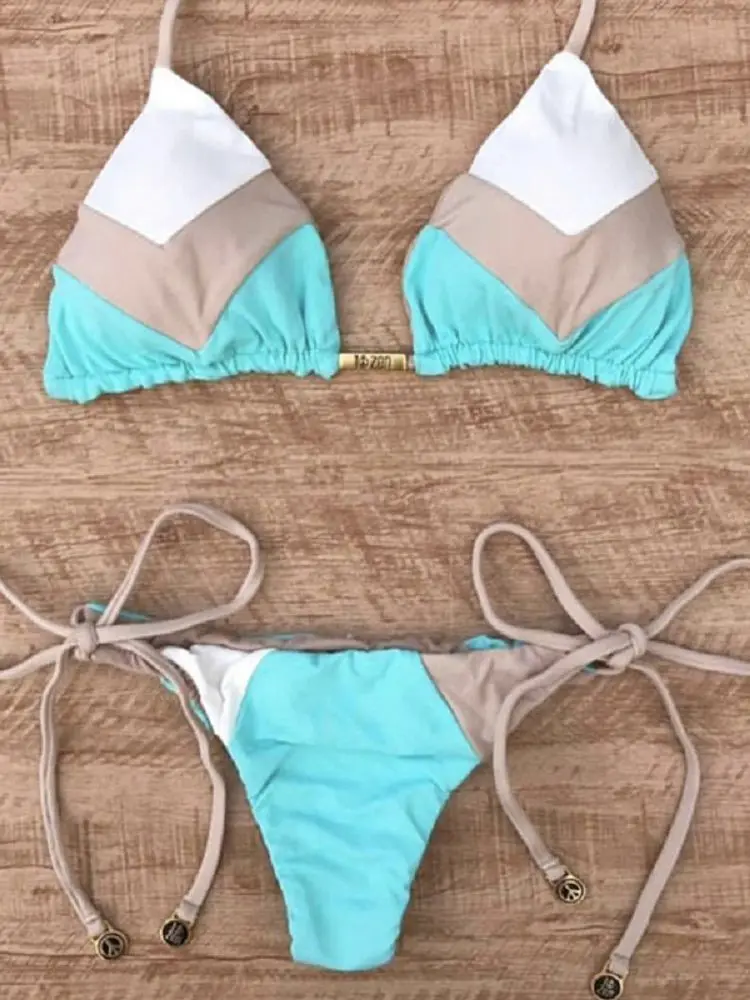 Maillot de bain sexy à imprimé tropical pour femmes, micro bikini, soutien-gorge push up, culotte tanga, culotte brésilienne, string, mini, 2023