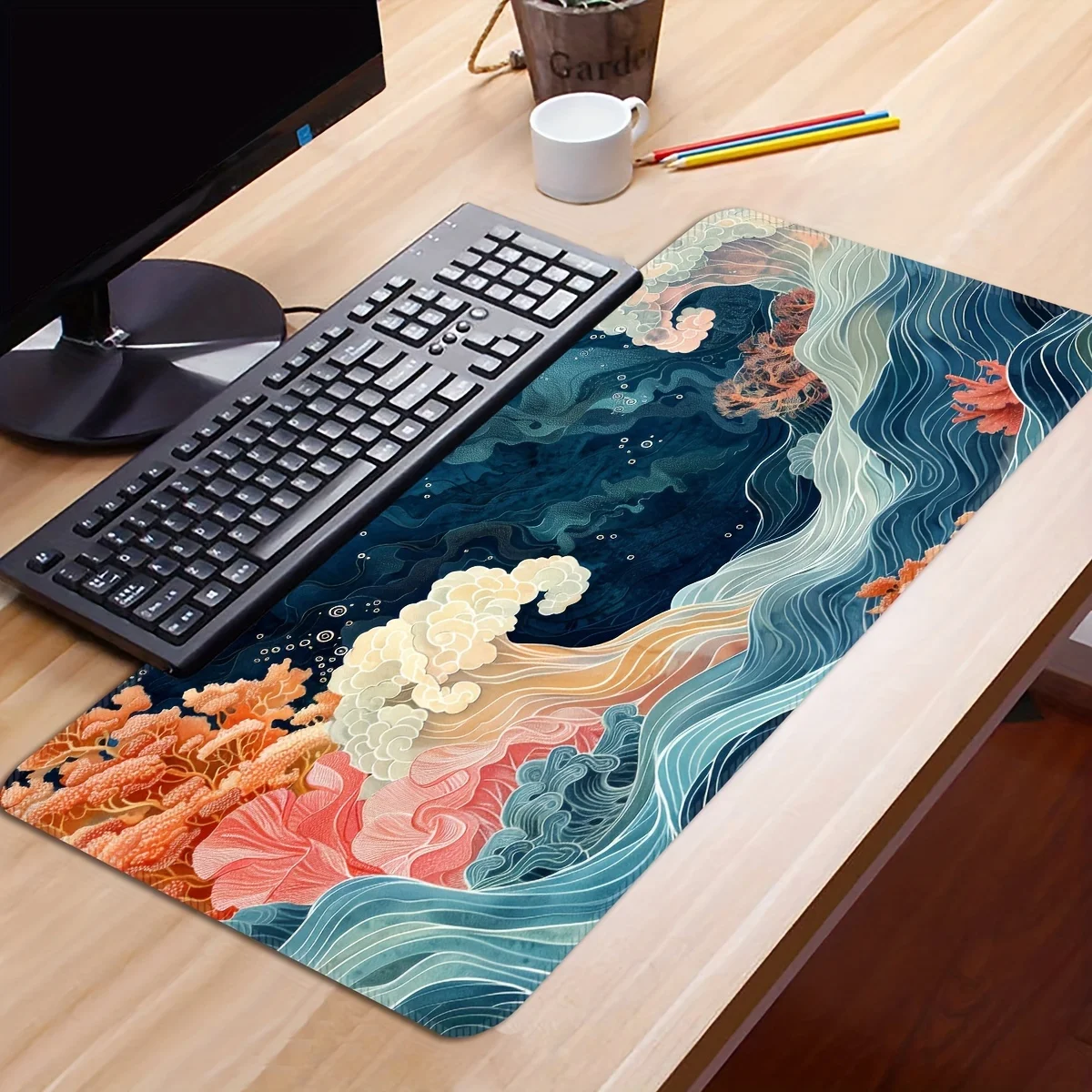 

Coral and Sea Design Mouse Pad Large Rubber Anti-slip PC Desk Accessories Mousepad for Offices and Gamer Keyboard Mats Decor Mat