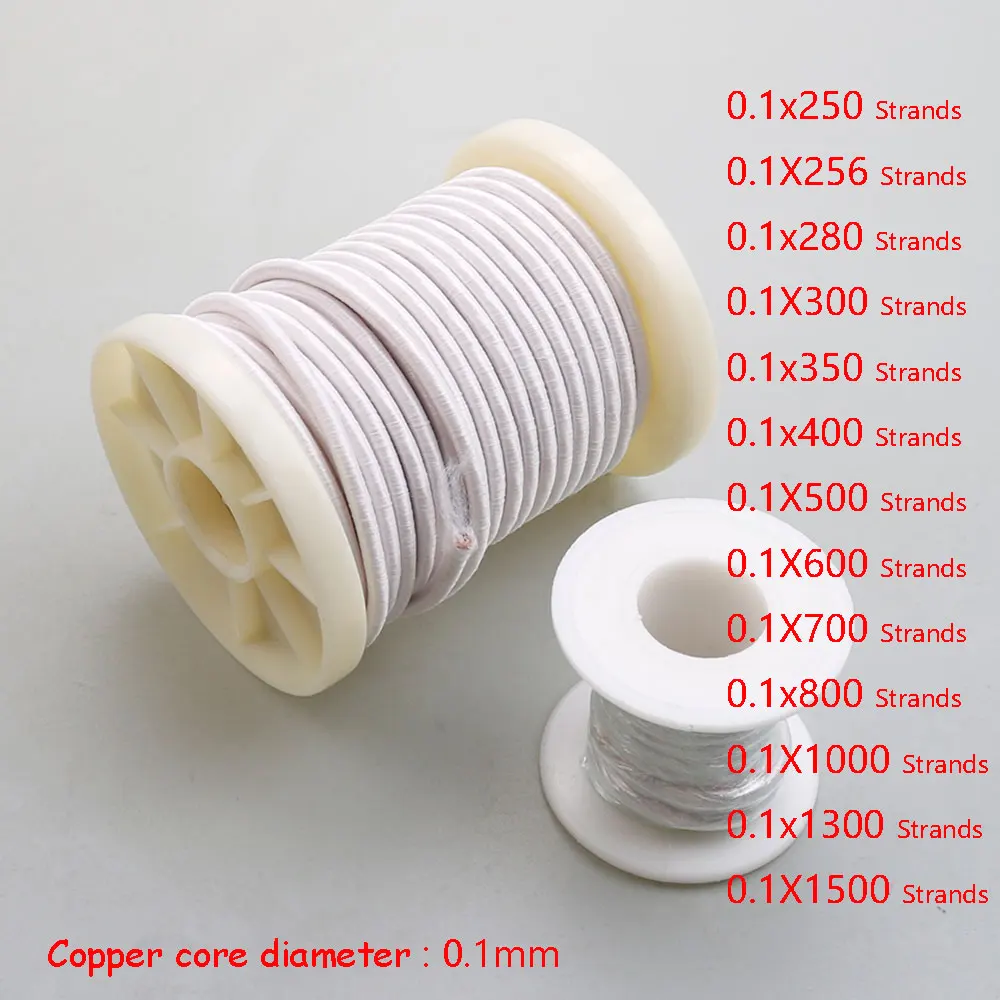 

1M/Lot 0.1x250 ~ 0.1x1500 Strands Litz Wire Multi strand polyester wrapped thread Enameled Copper Wire diameter 0.1mm