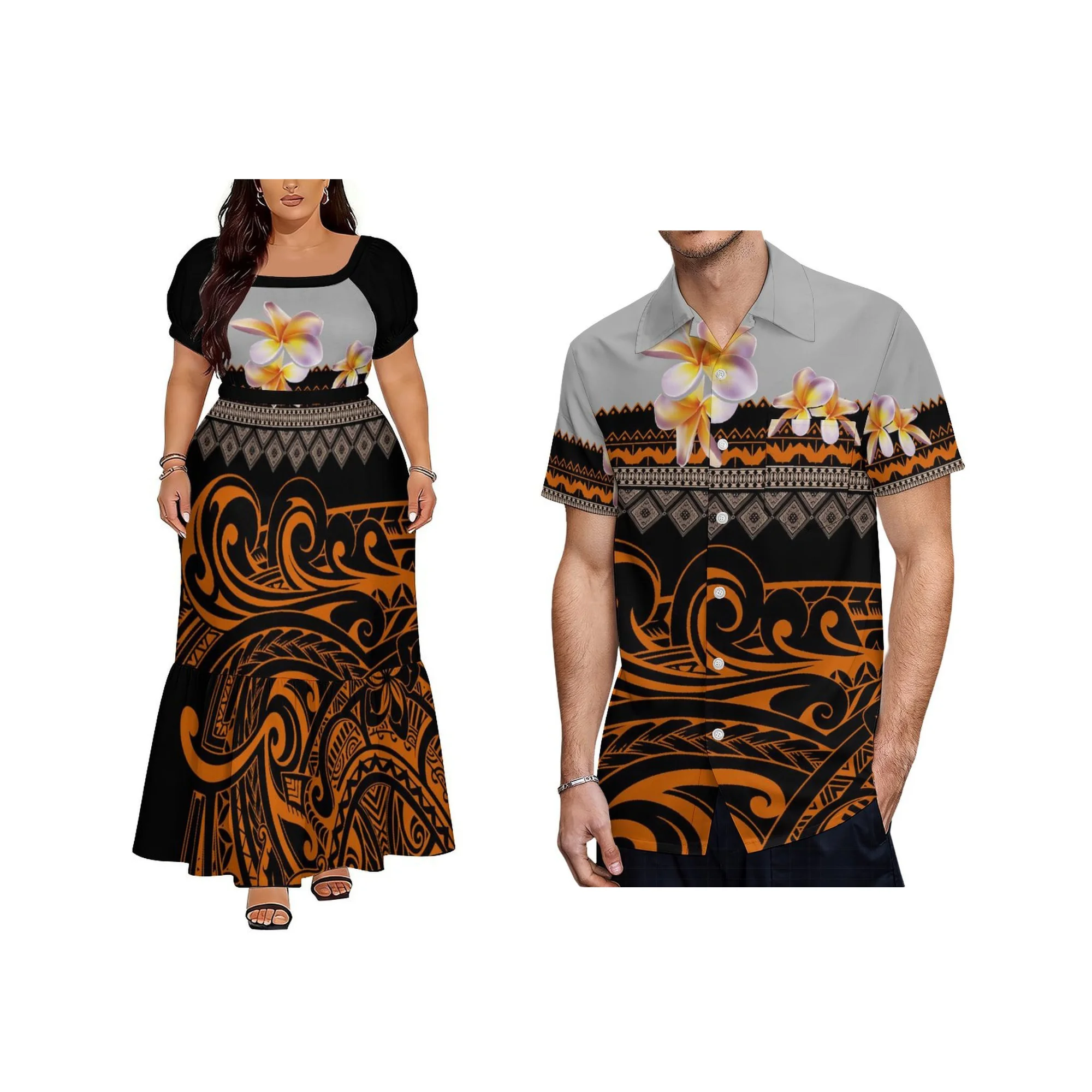 Vestido de Verão Feminino de Alta Qualidade com Design Polinésio, Decote Quadrado e Amarração, Estilo Ilhas Samoanas, para Praia e Atividades ao Ar Livre