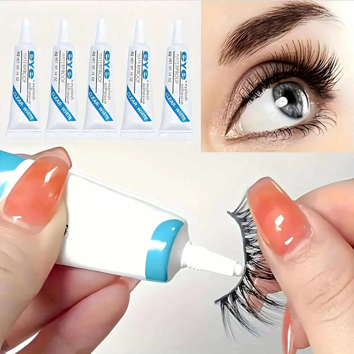 Falscher Wimpernkleber, 7 g, Pfropfwimpern, falsche Wimpern, schnell trocknend, keine Spuren, natürlich und langlebig, transparent und unsichtbar
