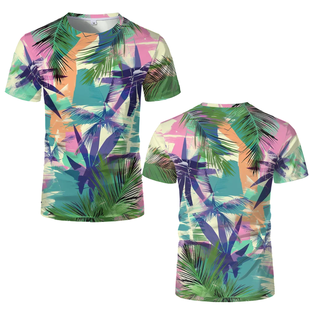 Palm Tree Leaves Funny Tshirt Summer Hawaiian Style Beach Men Women Trendy Casual T-Shirts Creative Street O-Neck Quick Dry Tops