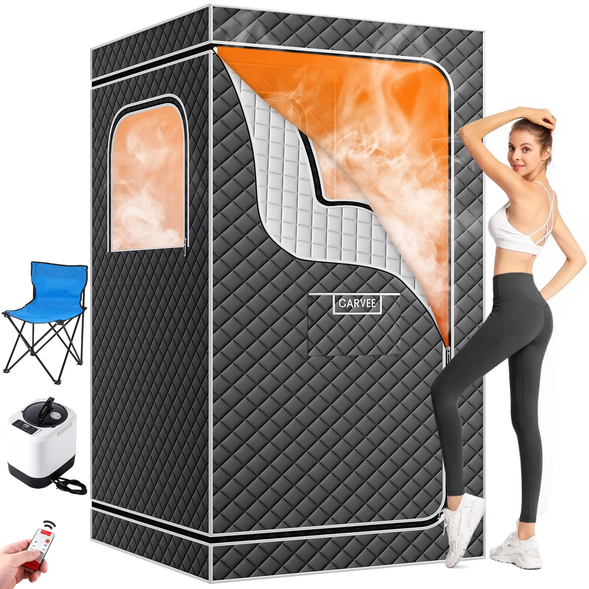 Portable Sauna Box for Home, Personal Sauna Tent for Relaxation, Indoor Steam Sauna Room with 4L/1500W Steamer,Easy