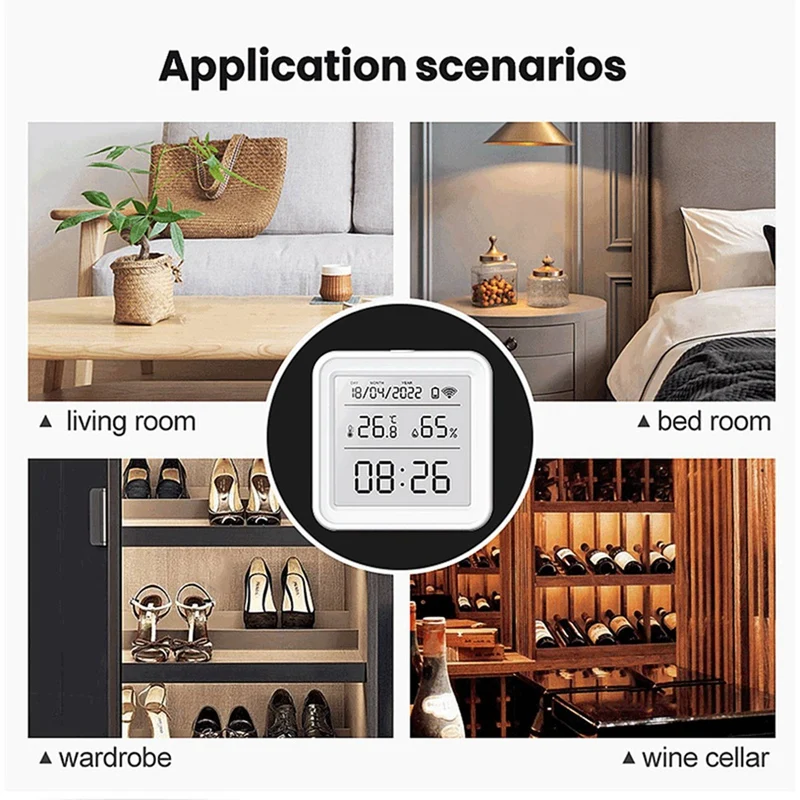 2X Tuya WIFI Sensor de temperatura y humedad higrómetro interior termómetro Detector vida inteligente Control remoto