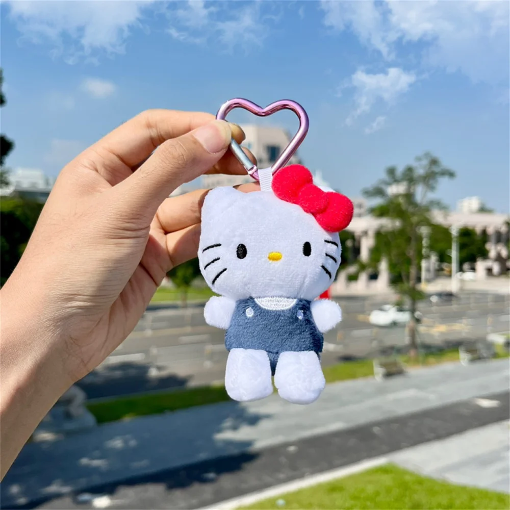 Sanrio Kawaii Cartoon Keychain Hello Kitty Plush Doll Pendant Key Ring Charms Backpack Car Decor Bag Accessories Girls Gifts