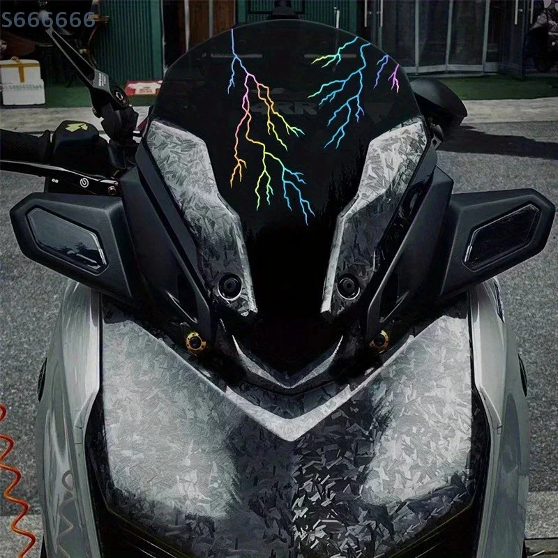 1 unidad para DIY, carenado frontal de motocicleta, tanque de combustible, casco, calcomanías de vinilo, decoración de Scooter, grieta, relámpago, pegatina creativa para motocicleta