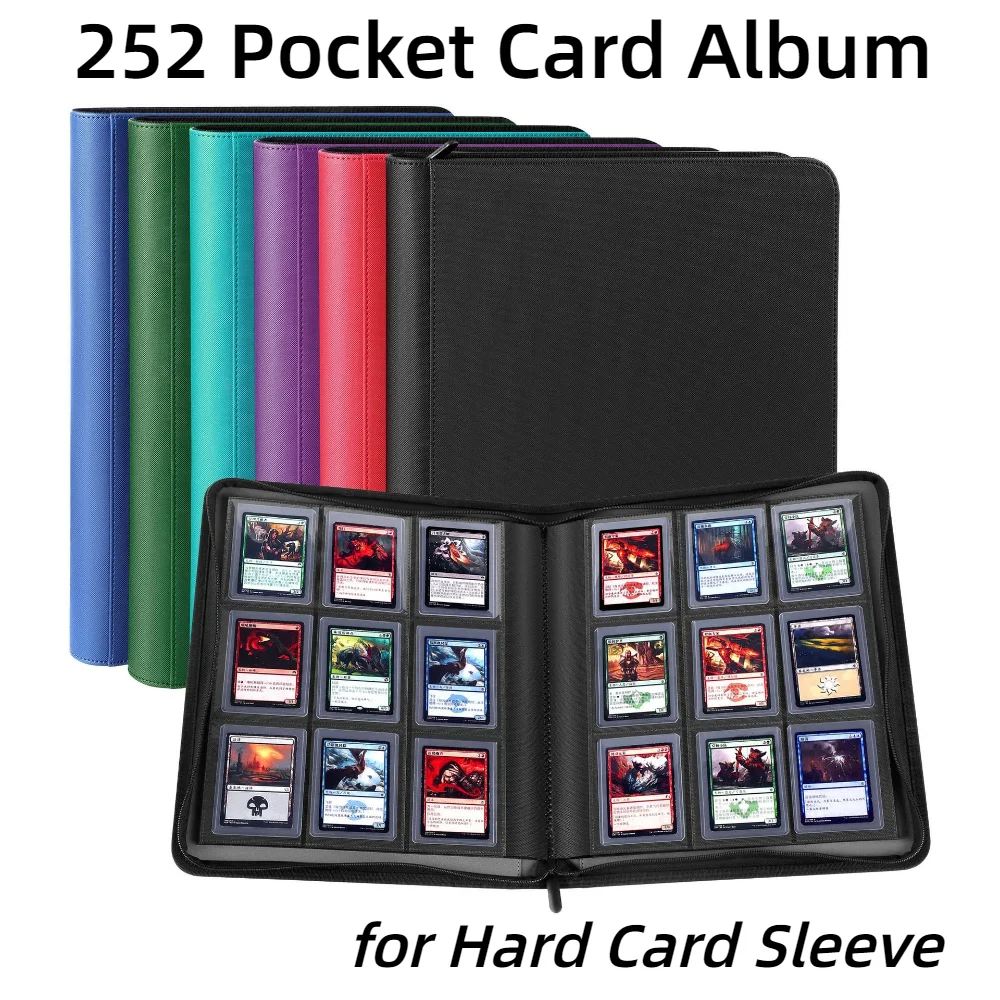 classeur-a-fermeture-eclair-a-chargement-lateral-9-pochettes-pour-252-cartes-compatible-avec-les-protege-cartes-35pt-pour-yu-gi-oh-pokemon-mtg-kpop-album-de-photocartes