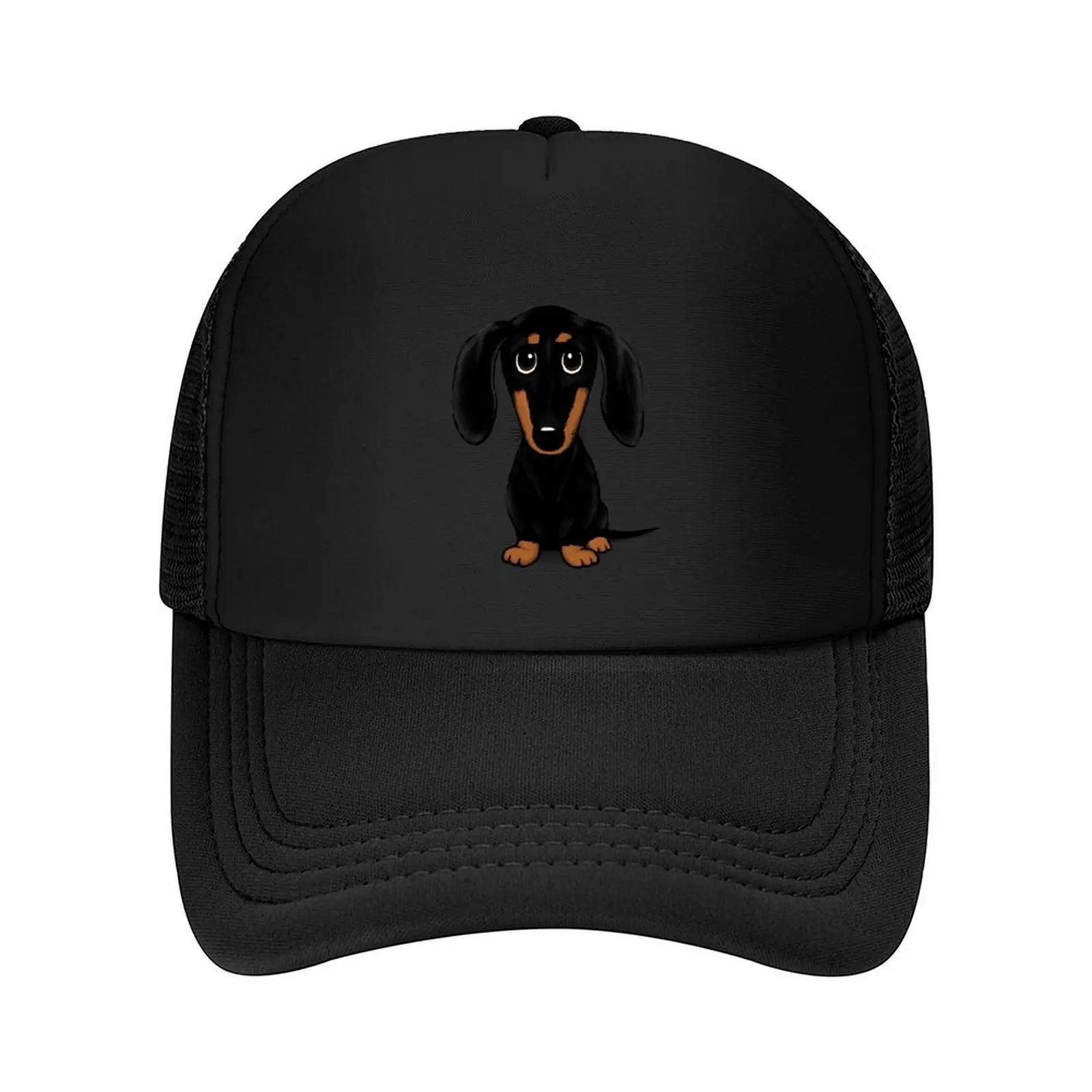 

Cute Black and Tan Smooth Coated Dachshund Cartoon Dog Baseball Cap tea Hat black designer cap Golf Men Women's