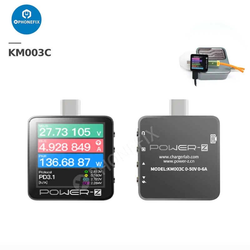 POWER-Z KM003C Fusion Fast Charge Protocol Tester USB Type-C Real-time Voltage Current PD3.1 Phone Charging Anomaly Detect Tool