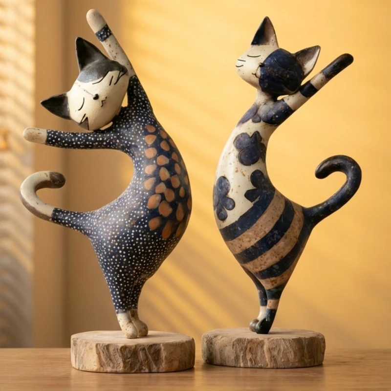 Resin Cat Cute Decorations, Desktop Statues in Home Rooms, Nordic Soft Decoration Mode Room Accessories Art Decoration