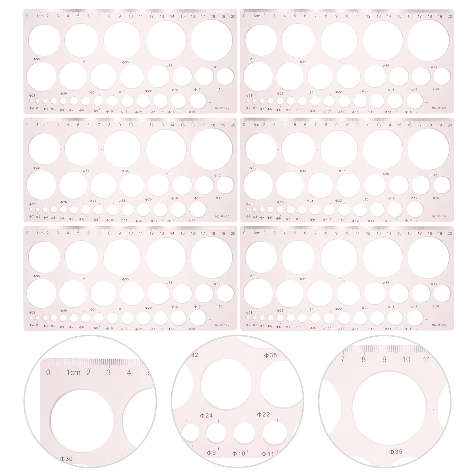 

6 Pcs Drawing Stencils Geometric Drafting Tools Template for Painting Templates Round