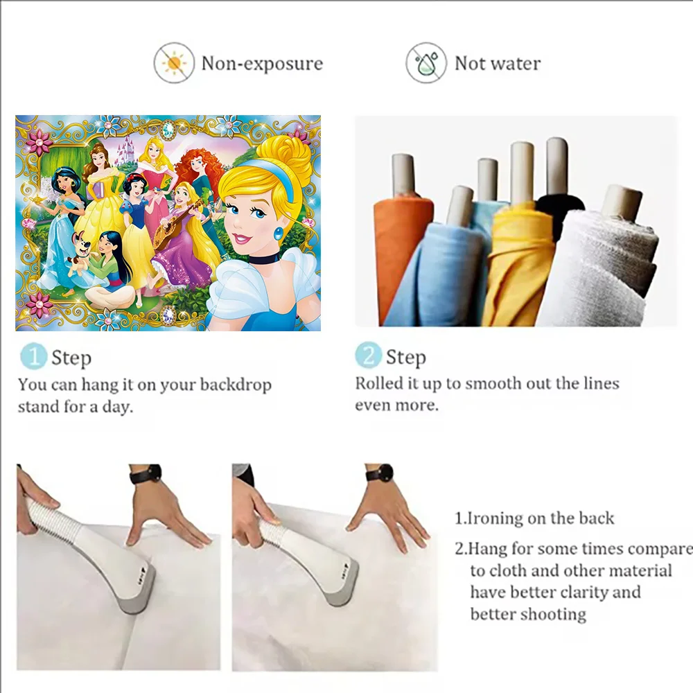 HD Disney Princess Backdrop Snow White Belle Princess Fairy Tale Banner Girl's Birthday Decorations Baby Baptism Party Supplies