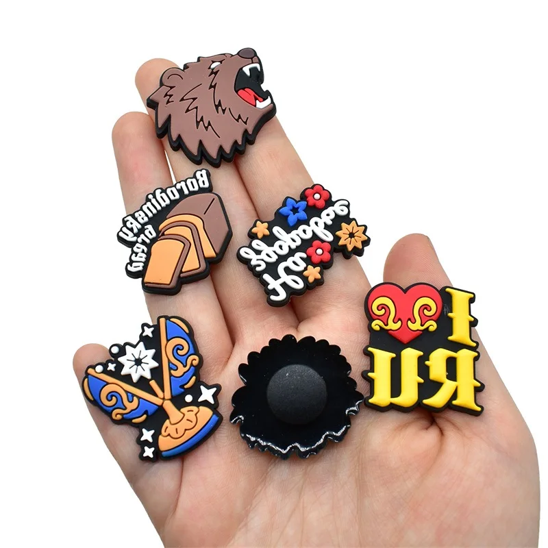 Russian Cultural Cartoon Shoe Accessories Footwear Ornaments Chamomile Brown Bears Nesting Dolls Clasp Flag Design