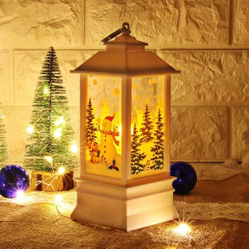 Young Digital Printing Decorative Big size Lantern Shaped Christmas Theme Ornament LED Candle Light (1 Pcs)