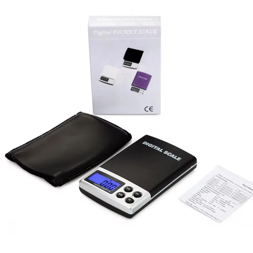 Mini Electronic Jewelry Scale Pocket 100/200/300/500/1000/2000g 0.01/0.1g Kitchen Scales Balance with BackLight