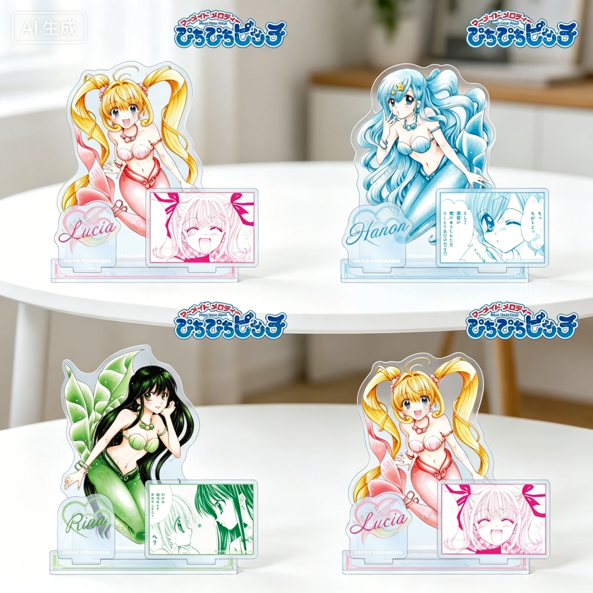 

Anime Mermaid Melody Pichi Pichi Pitch Lucia Nanami Large pearl shape Acrylic Figure Stand Model Plate Keychains With plugins