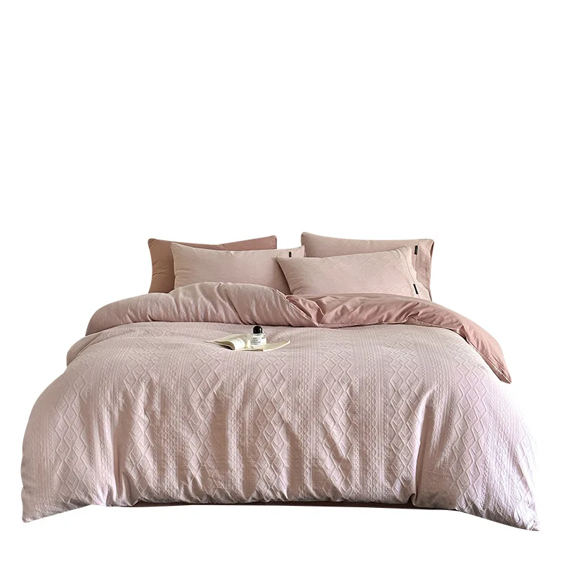 

cotton washed cotton, log wind, quilt cover, four piece set, bed sheet, bed and breakfast, simple