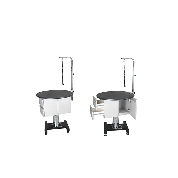 

Professional Round Hydraulic Grooming Table with Cabinet Adjustable Large Dog Pet Grooming Table