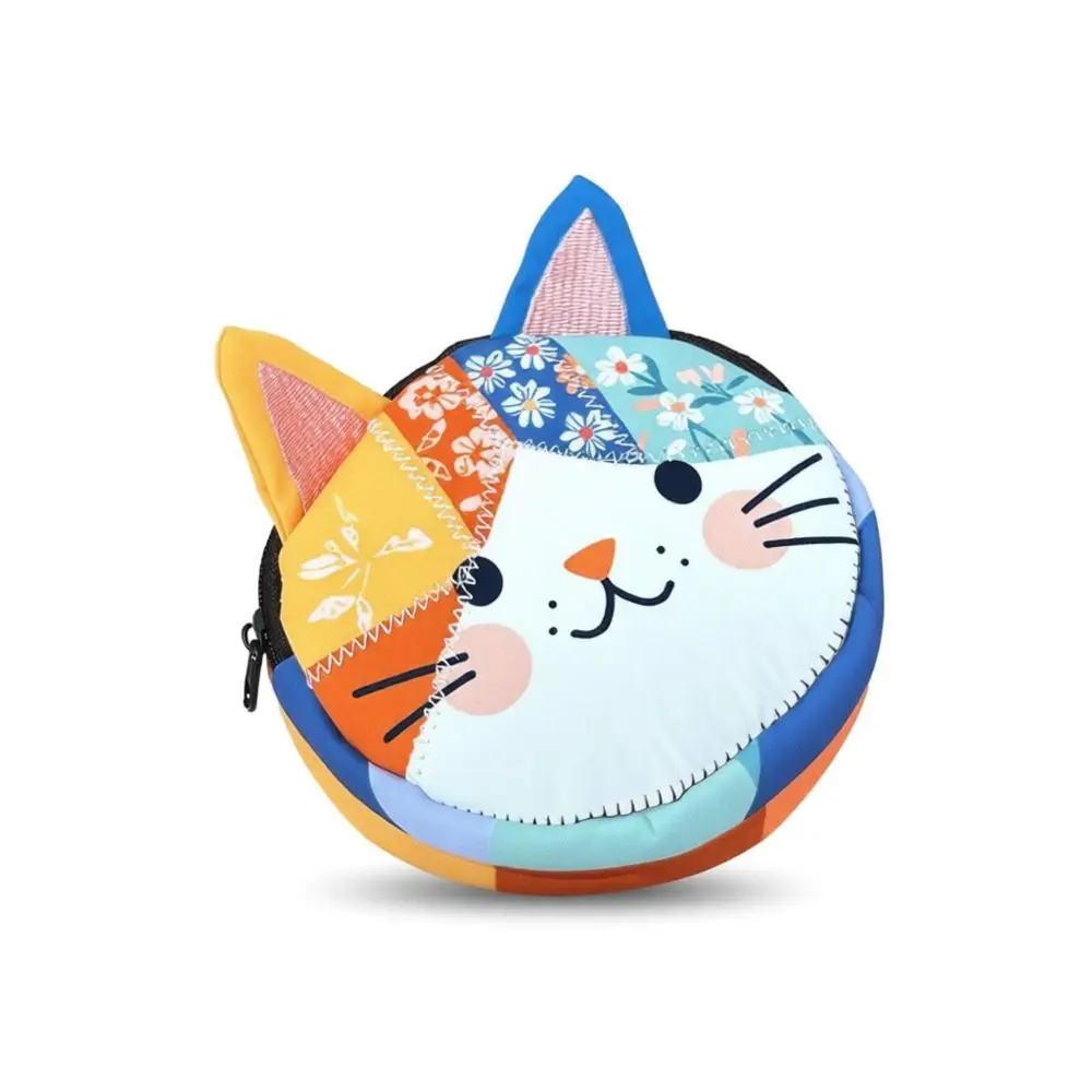 Cute Patchwork Coin Purse Cat Zipper Design Makeup Bag Small Cosmetic Pouch Women Girls