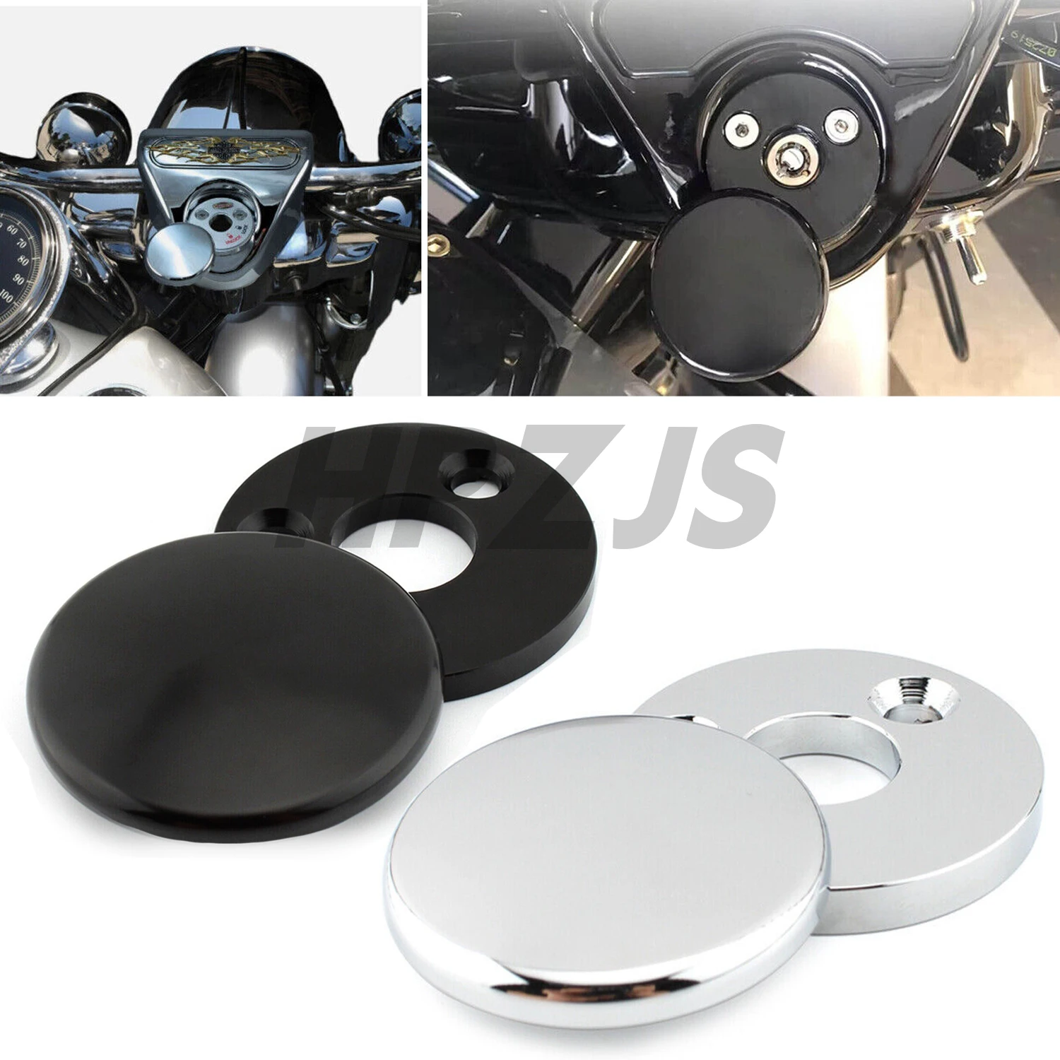 

For Harley Touring Road King Classic Custom FLHRC FLHRS 1994-2013 Motorcycle Fork Lock Cover Black/Chrome CNC Aluminum