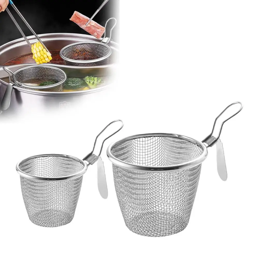 Stainless Steel Mesh Net Strainer Basket Colander Hot Strain Colander Food Fry Rinse Cook Pasta Pot Boil To Vegetables Stea V6z2